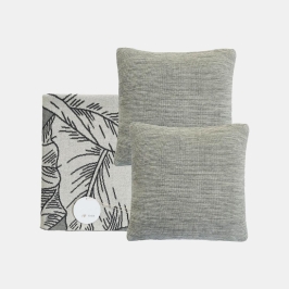 Tropical Light & Dark Grey Melange Throw & Cushion Cover Set (16 in x 16 in)