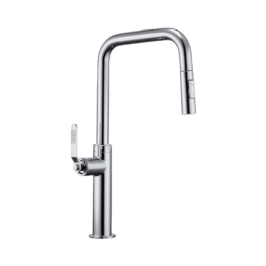 Simoll Table Mounted Pull-Out Kitchen Sink Mixer Abby SM-1645 with Extractable Hand Shower Spout in Chrome Finish