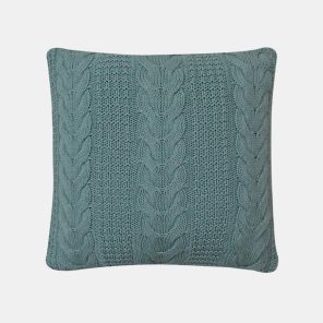 Braided Knit Teal Cotton Knitted Decorative Cushion Cover (20 in x 20 in)