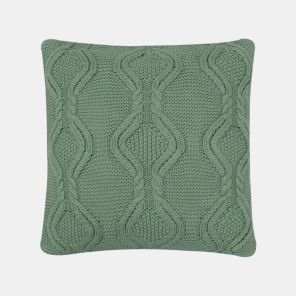 Chunky Classic Light Green Cotton Knitted Decorative Cushion Cover (20 in x 20 in)