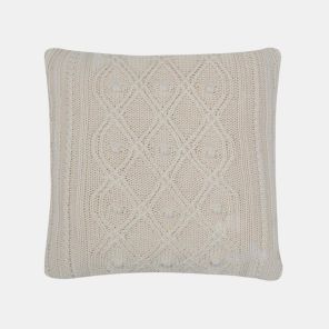Knit Eye Cashew Cotton Knitted Decorative Cushion Cover (20 in x 20 in)