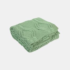 Chunky Classic Light Green Cotton Knitted Throw Blanket (50 in x 66 in)
