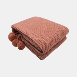 Chunky Jersey Coral Cotton Knitted Throw Blanket (50 in x 60 in)