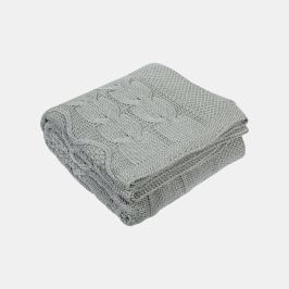 Classic Light Grey Cotton Knitted Throw Blanket (50 in x 66 in)