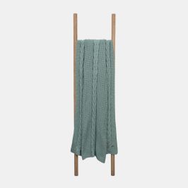Braided Knit Teal Cotton Knitted Throw Blanket (50 in x 66 in)