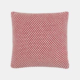 Spiral Red & White Cotton Knitted Decorative Cushion Cover (20 in x 20 in)